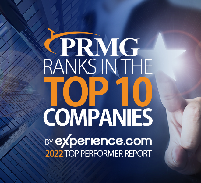 PRMG Ranks in the Top 10 companies by Experience.com in their 2022 Top performer Report.
